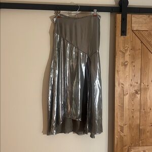 Silver metallic midi skirt